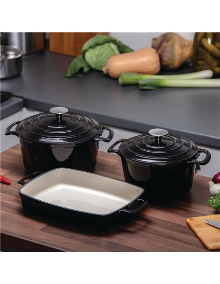
Vogue Cook Like A Pro 3-Piece Cast Iron Casserole Dish Set
