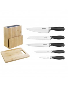 
Vogue Prep Like A Pro 5-Piece Soft-Grip Knife Set With Knife Block and Chopping Board