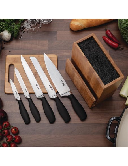 
Vogue Prep Like A Pro 5-Piece Soft-Grip Knife Set With Knife Block and Chopping Board