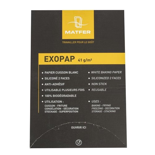 Matfer Bourgeat Exopap Baking Paper 600 x 400mm (Pack of 500) 
Matfer Bourgeat Exopap Baking Paper 600 x 400mm (Pack of 500)