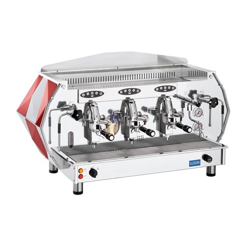 La Pavoni Three Group Automatic Professional Coffee Machine 3-Phase Red DIA3SV1619EU