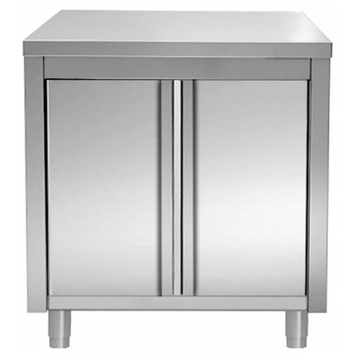 Commercial Worktop Floor Cupboard Hinged doors Stainless steel Width 800mm Depth 700mm | Stalwart DA-THASR87