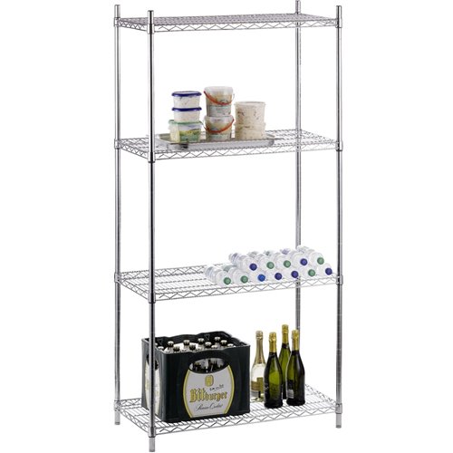 Commercial Shelving Unit 4 Tier 1000kg Width 900mm Depth 350mm Chrome Wire | Stalwart DA-CR9035180A4