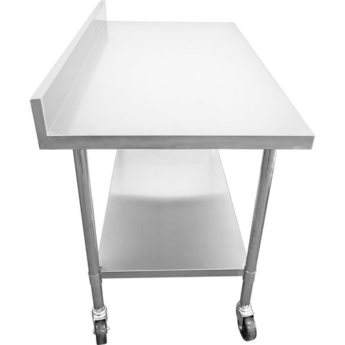 Commercial Mobile Work table with Adjustable feet Stainless steel Bottom shelf Rear upstand 800x600xx850/930mm | Stalwart DA-WT6