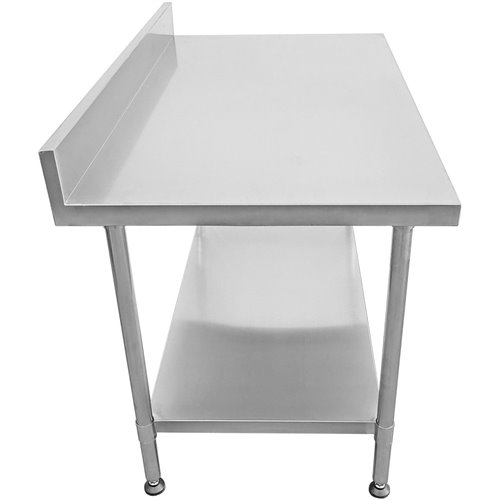 Commercial Mobile Work table with Adjustable feet Stainless steel Bottom shelf Rear upstand 800x600xx850/930mm | Stalwart DA-WT6