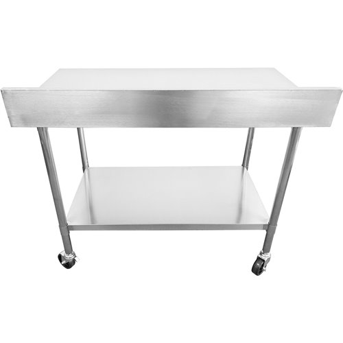 Commercial Mobile Work table with Adjustable feet Stainless steel Bottom shelf Rear upstand 800x600xx850/930mm | Stalwart DA-WT6
