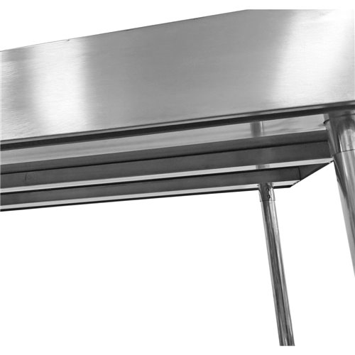 Commercial Mobile Work table with Adjustable feet Stainless steel Bottom shelf Rear upstand 800x600xx850/930mm | Stalwart DA-WT6