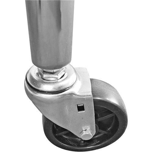 Commercial Mobile Work table with Adjustable feet Stainless steel Bottom shelf Rear upstand 800x600xx850/930mm | Stalwart DA-WT6