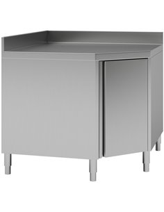 Commercial Worktop Floor Cupboard Corner unit Hinged door Stainless steel Sides 600mm Upstand | Stalwart DA-VTC106CB