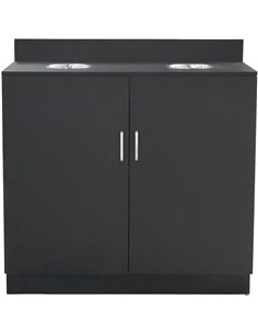 Double Waste Bin Enclosure Cabinet with Drop hole 1138x560x1160mm Black | Stalwart DA-GS30200
