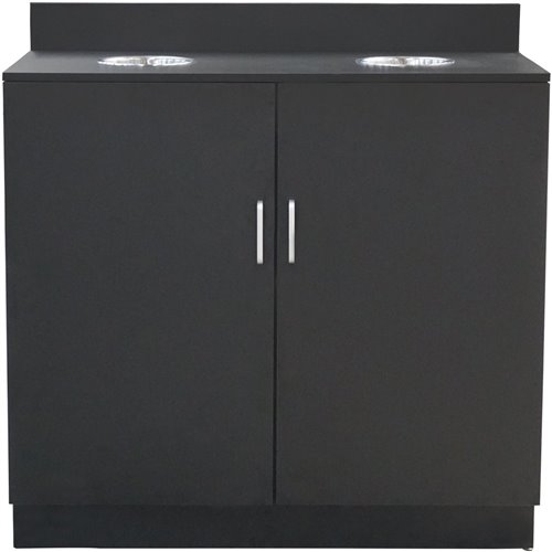 Double Waste Bin Enclosure Cabinet with Drop hole 1138x560x1160mm Black | Stalwart DA-GS30200