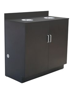 Double Waste Bin Enclosure Cabinet with Drop hole 1138x560x1160mm Black | Stalwart DA-GS30200 2