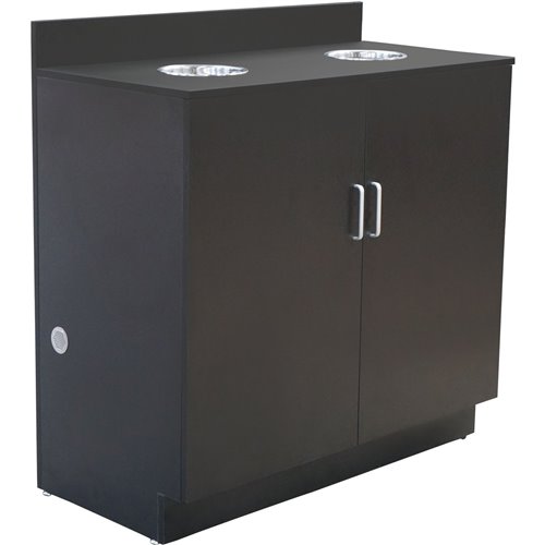 Double Waste Bin Enclosure Cabinet with Drop hole 1138x560x1160mm Black | Stalwart DA-GS30200