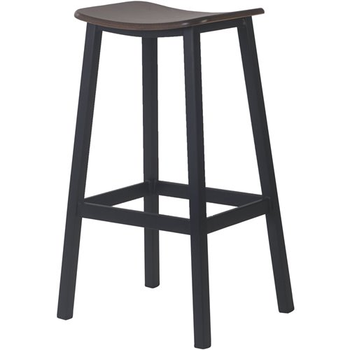 Black Steel Barstool with Walnut seat | Stalwart DA-GS60502