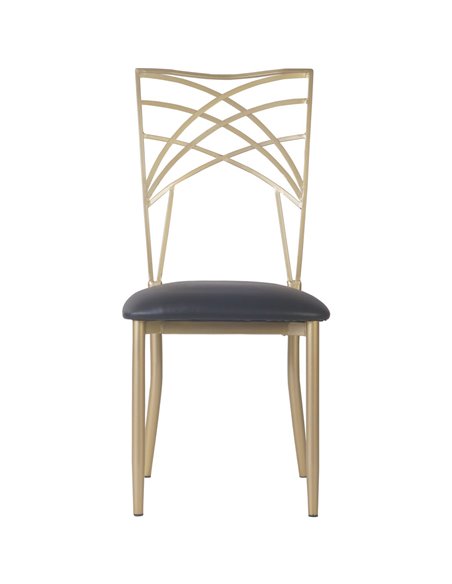 Bistro Dining Chair Metal Cross Back Gold Indoors | Stalwart DA-GSE0028