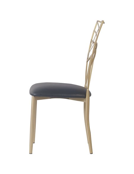 Bistro Dining Chair Metal Cross Back Gold Indoors | Stalwart DA-GSE0028