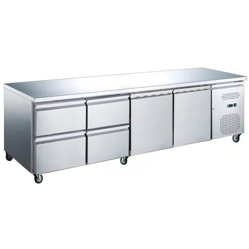 Professional Low Refrigerated Counter / Chef Base 2 doors 4 drawers 2230x700x650mm | Stalwart DA-UGN4140