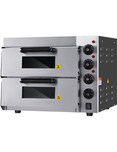 Commercial Double Pizza oven Electric 2 chamber 415x400mm Mechanical controls 3kW | Stalwart DA-KNGEP2PT