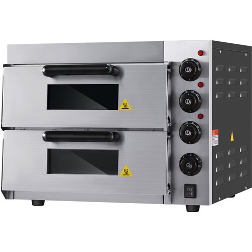 Commercial Double Pizza oven Electric 2 chamber 415x400mm Mechanical controls 3kW | Stalwart DA-KNGEP2PT