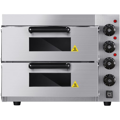 Commercial Double Pizza oven Electric 2 chamber 415x400mm Mechanical controls 3kW | Stalwart DA-KNGEP2PT