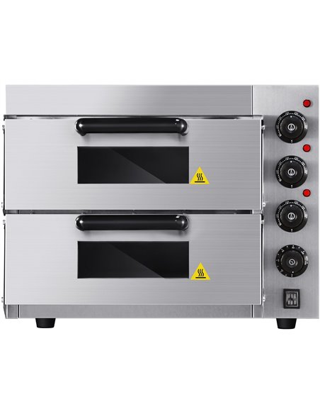 Commercial Double Pizza oven Electric 2 chamber 415x400mm Mechanical controls 3kW | Stalwart DA-KNGEP2PT