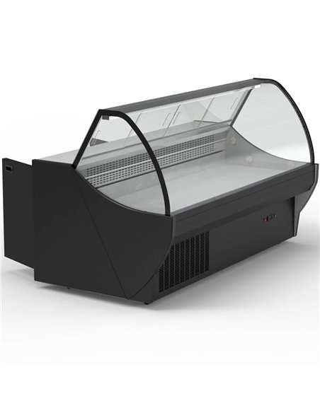 Serve over Deli counter Curved glass front Width 1520mm Black | Stalwart DA-HC84V1052