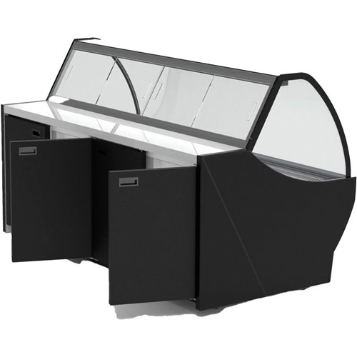 Serve over Deli counter Curved glass front Width 1520mm Black | Stalwart DA-HC84V1052