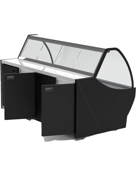 Serve over Deli counter Curved glass front Width 1520mm Black | Stalwart DA-HC84V1052