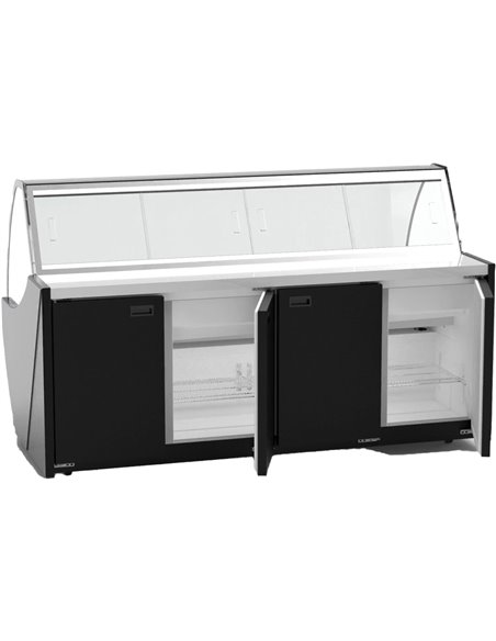 Serve over Deli counter Curved glass front Width 1520mm Black | Stalwart DA-HC84V1052