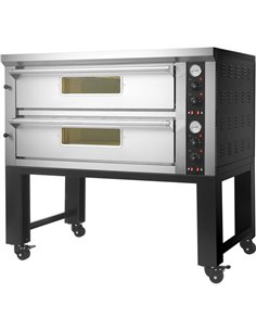 Commercial Pizza oven with stand Electric 2 chambers 610x610 500°C Mechanical controls 8.4kW 380V | Stalwart DA-PS402A