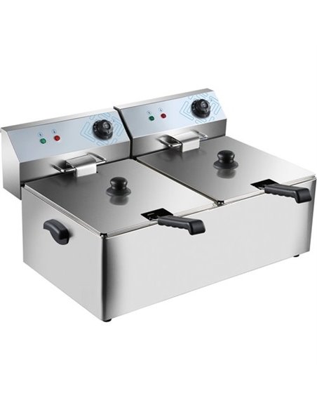 Commercial Fryer Double Electric 2x11 litre 7kW Countertop | Stalwart DA-HEF11L2