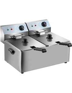 Commercial Fryer Double Electric 2 x 8 litre 6.5kW Countertop | Stalwart DA-HEF8L2