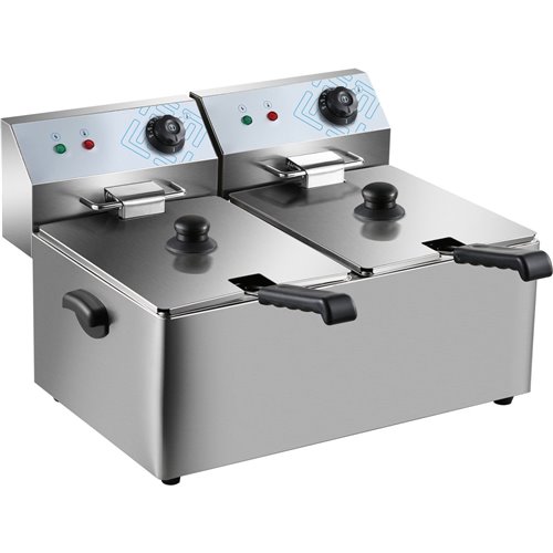 Commercial Fryer Double Electric 2 x 8 litre 6.5kW Countertop | Stalwart DA-HEF8L2