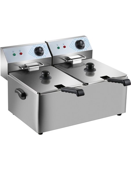 Commercial Fryer Double Electric 2 x 8 litre 6.5kW Countertop | Stalwart DA-HEF8L2