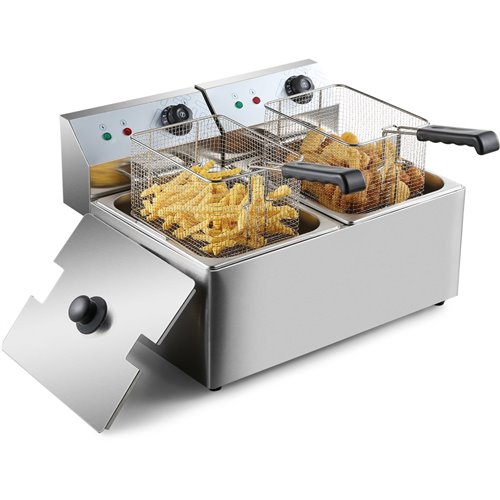 Commercial Fryer Double Electric 2 x 8 litre 6.5kW Countertop | Stalwart DA-HEF8L2
