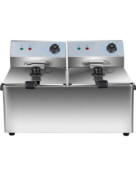 Commercial Fryer Double Electric 2 x 8 litre 6.5kW Countertop | Stalwart DA-HEF8L2