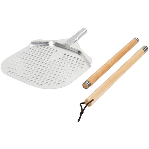 Pizza Peel 12'' Perforated square Wood handle Length 88cm | Stalwart DA-SPRX8812P