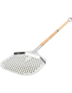 Pizza Peel 12'' Perforated square Wood handle Length 88cm | Stalwart DA-SPRX8812P 2
