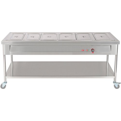 Mobile Food Warming Table 6xGN1/1 | Stalwart DA-PFT21070