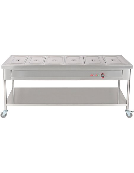 Mobile Food Warming Table 6xGN1/1 | Stalwart DA-PFT21070