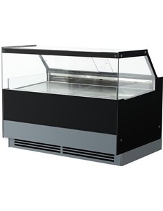 Serve over Deli counter Black front Straight glass front Width 1200mm | Stalwart DA-GN1200CK2BLACK