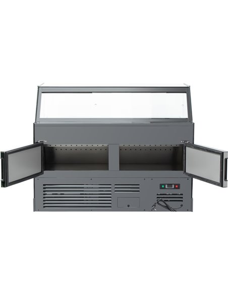 Serve over Deli counter Black front Straight glass front Width 1200mm | Stalwart DA-GN1200CK2BLACK