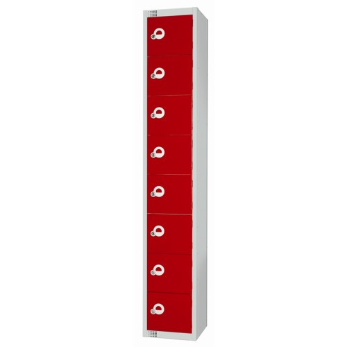Eight Door Locker with Sloping Top Red Camlock