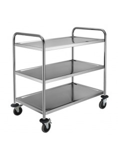 Catering Stainless Steel 3 Tier Clearing Utility Trolley Large