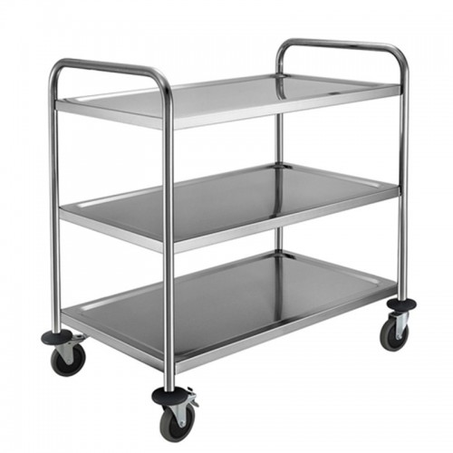 Catering Stainless Steel 3 Tier Clearing Utility Trolley Large