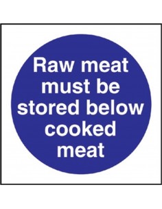 Raw Meat Must Be Stored Below Cooked Meat Sign