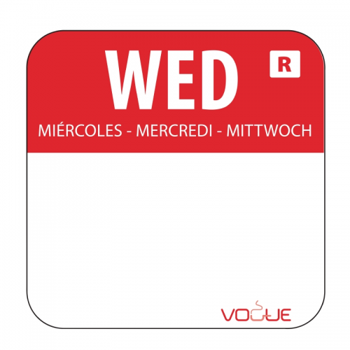 1" Colour Coded Red Wednesday Food Labels