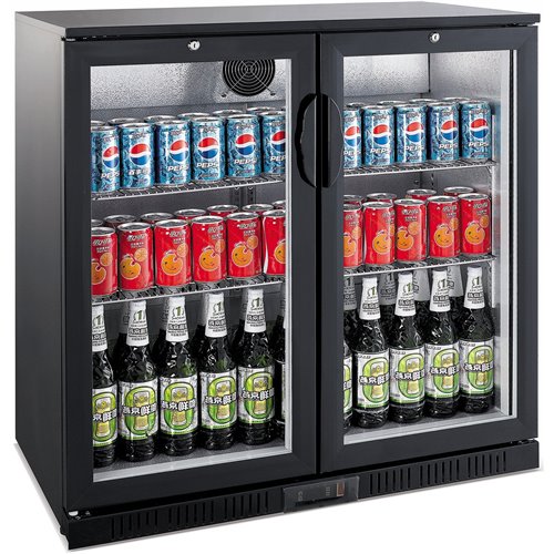 Back bar bottle cooler fridge 2 hinged doors 220 litres Black | DA-BC02PP