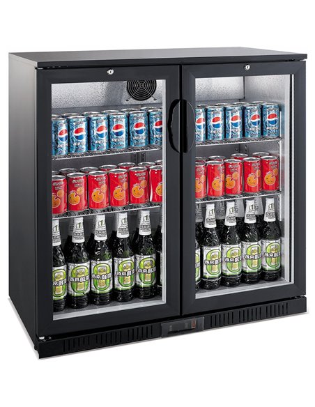 Back bar bottle cooler fridge 2 hinged doors 220 litres Black | DA-BC02PP