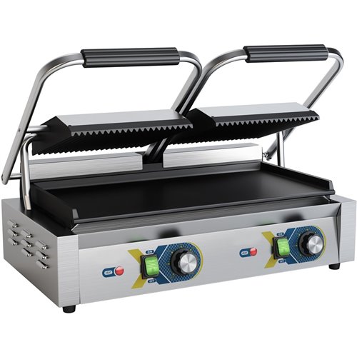 Heavy Duty Panini Contact grill Double Ribbed/Smooth | Stalwart DA-EGD20B